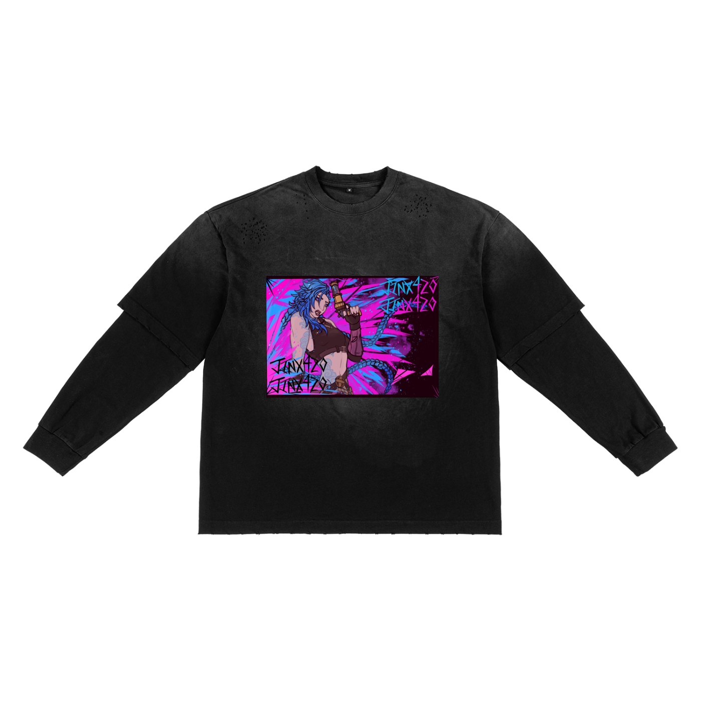 Sunfade Hand-Frayed Faux Two-Piece T-Shirt