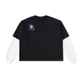 Layered Contrast Sleeve Cotton T-Shirt